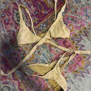 Beach bunny gold swimsuit set